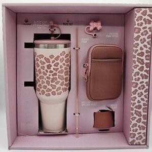 Manna NEW Agenda 6-Piece Tumbler Gift Set Pink Leopard (cheetah) Print